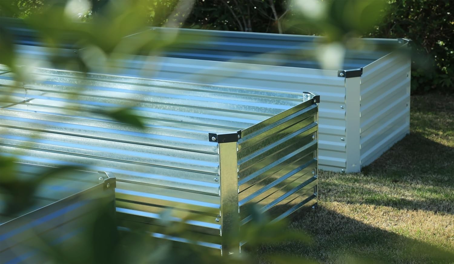 Galvanized Raised Garden Bed, 2 Pcs 10X3X1 FT Metal Planting Box for Gardening
