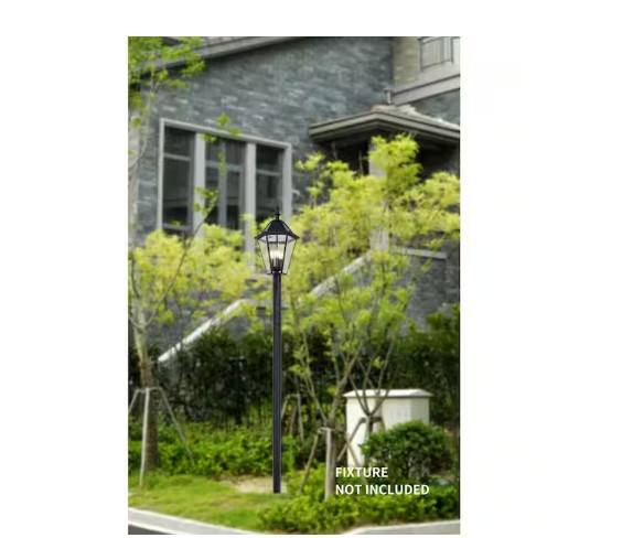 LUTEC 80 in. Black Outdoor Direct Burial Aluminum Lamp Post