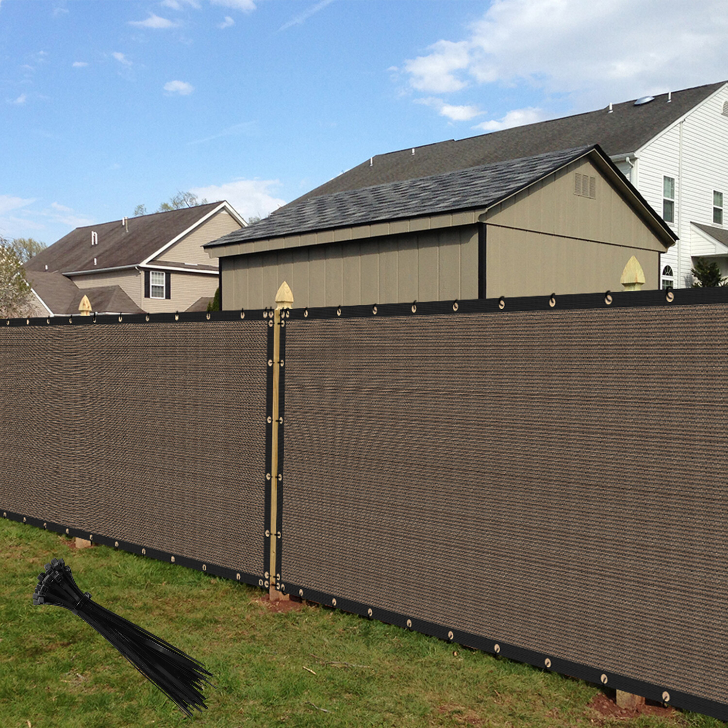 Customize 8ft Tall Brown Privacy Screen Fence Windscreen Mesh Shade Cover Yard