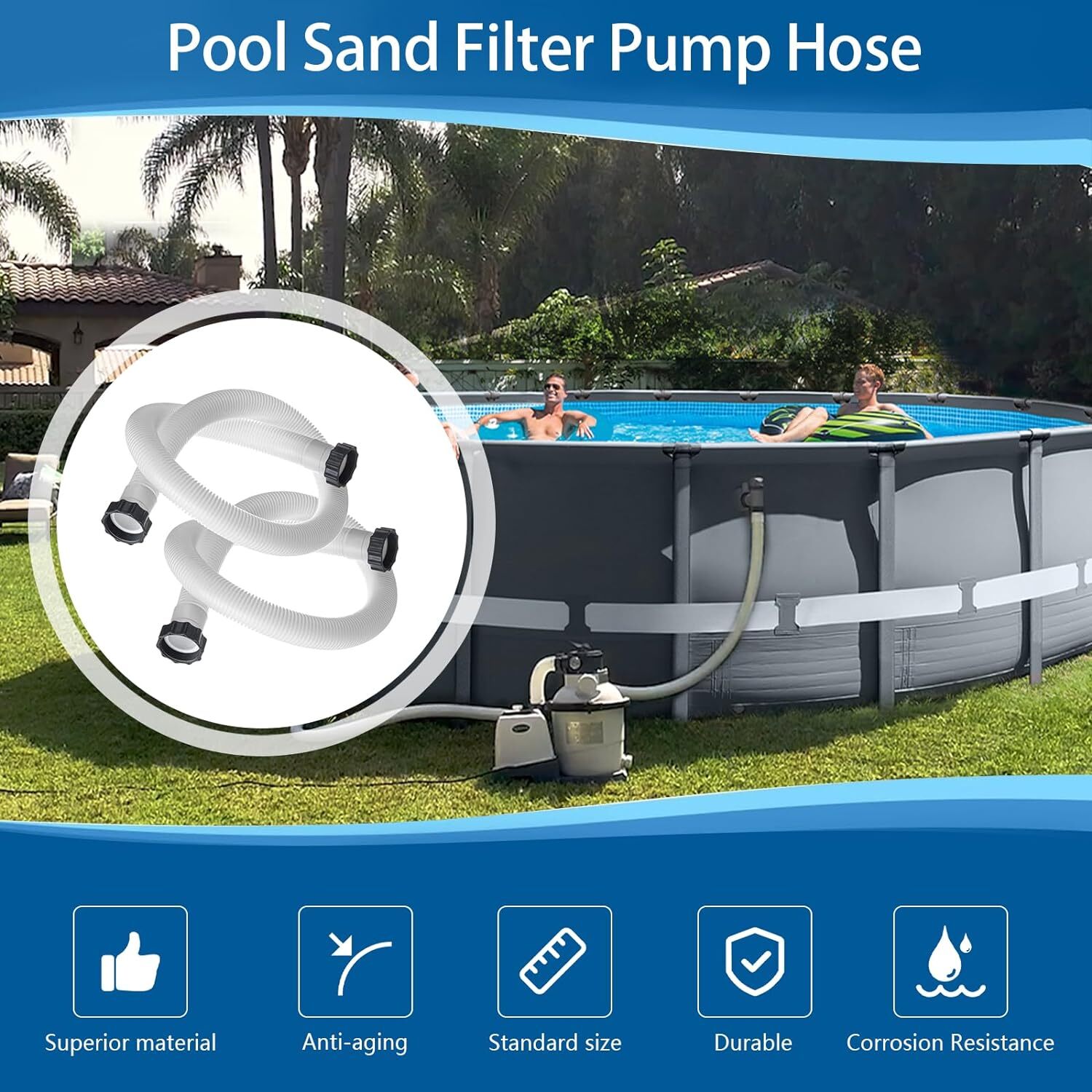 2Pack For Intex 1.5″ Diameter Accessory Pool Pump Replacement Hose – 59″ Long