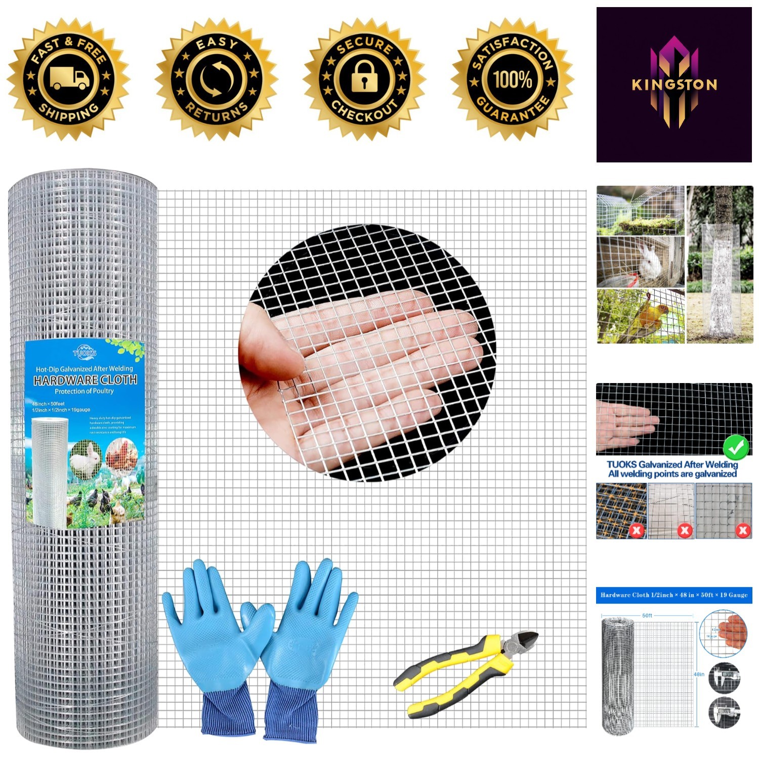 Durable 48” x 50′ Galvanized Hardware Cloth – Ideal for Gardens & Small Animals