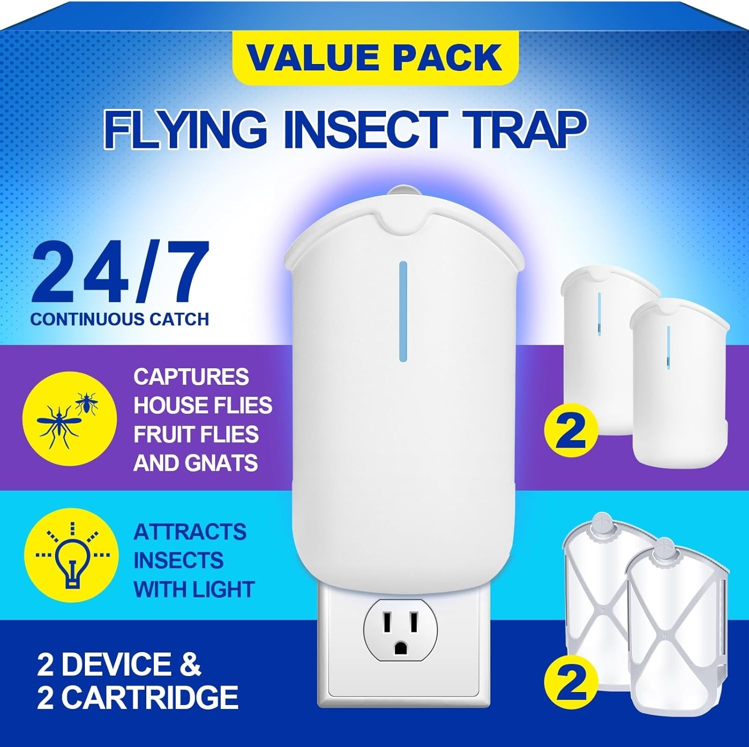 Smart 2-Pack Flying Insect Traps: Effective Fruit Fly Solution for Any Room
