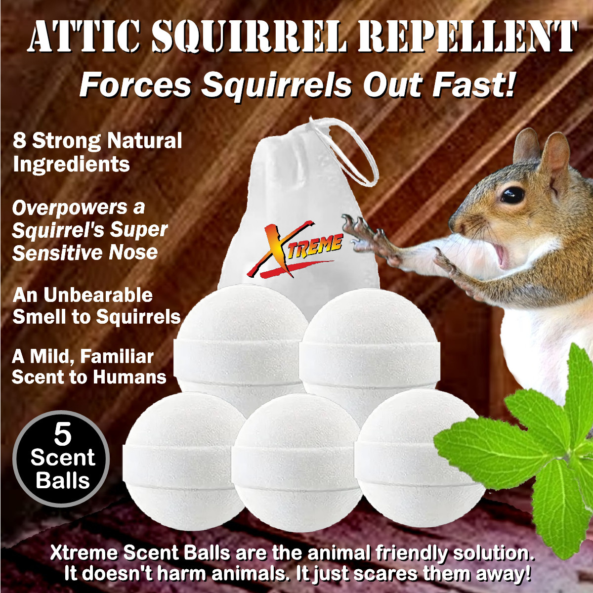 Xtreme Attic Squirrel Repellent. Drives Squirrels Out Fast! 5 PCS