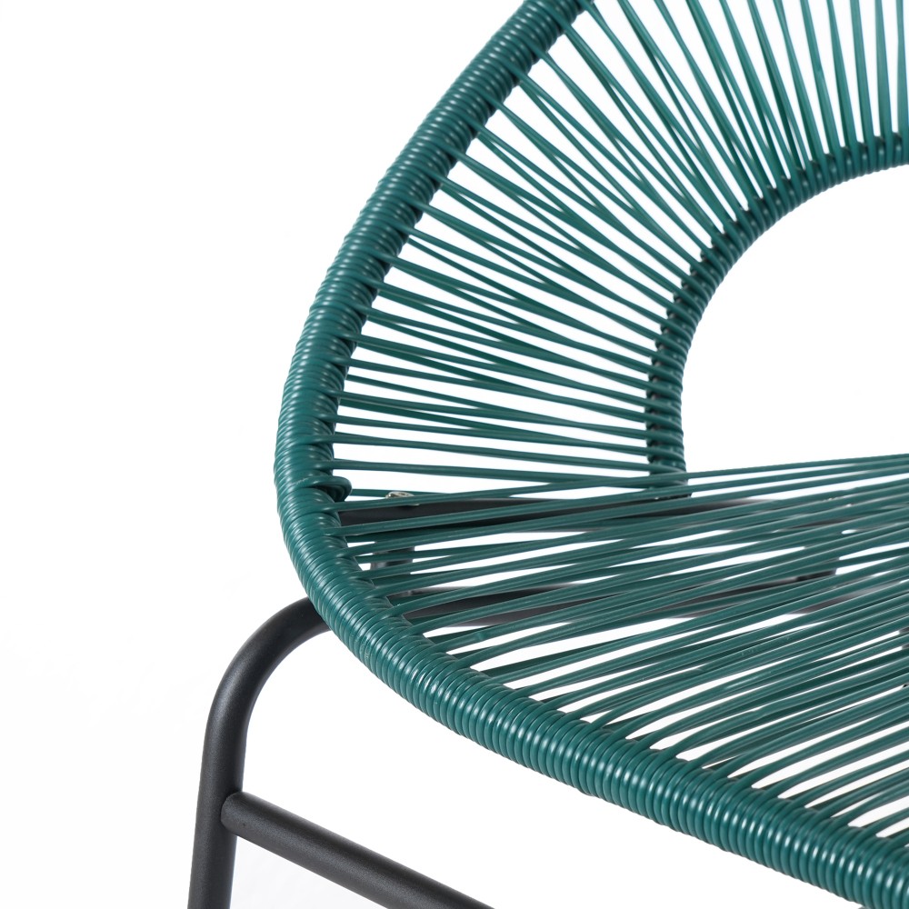 Wicker Love Seat Outdoor Patio Furniture Green Rattan Iron Frame