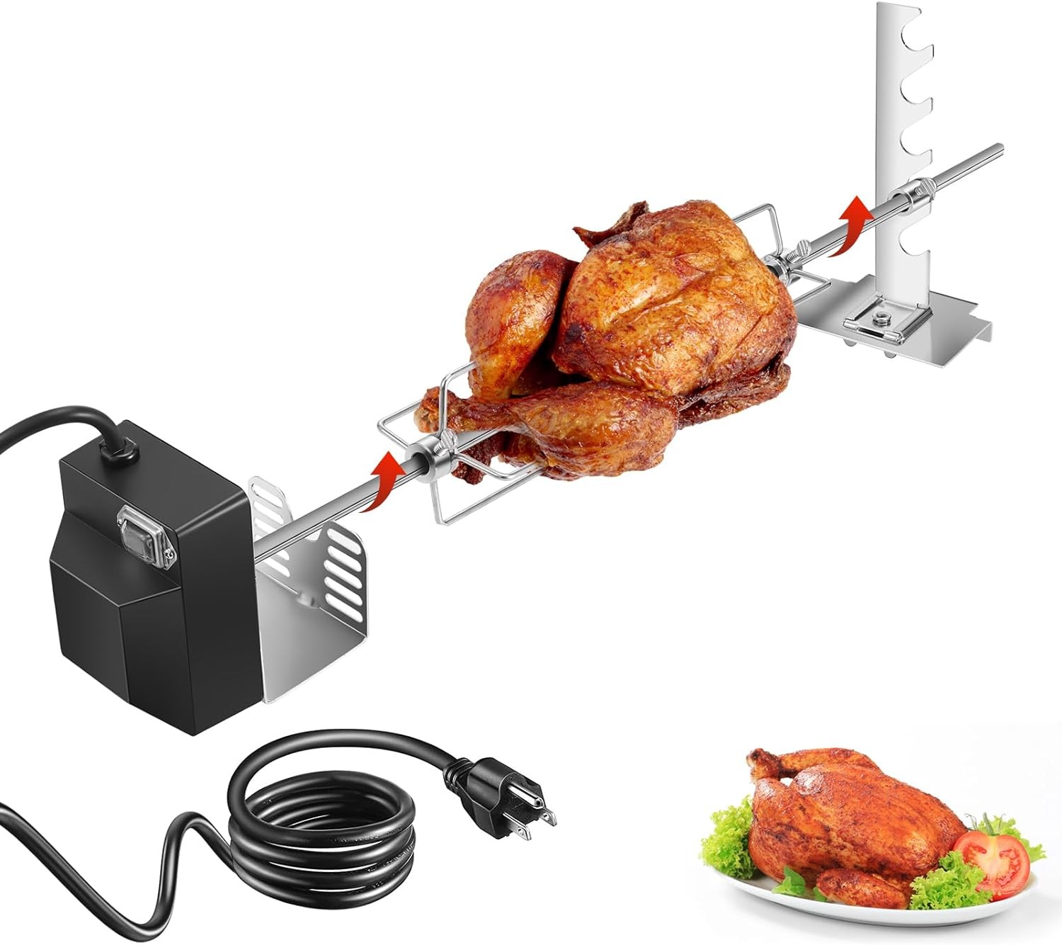 Kit de asador giratorio automático con motor de 120V y 4W