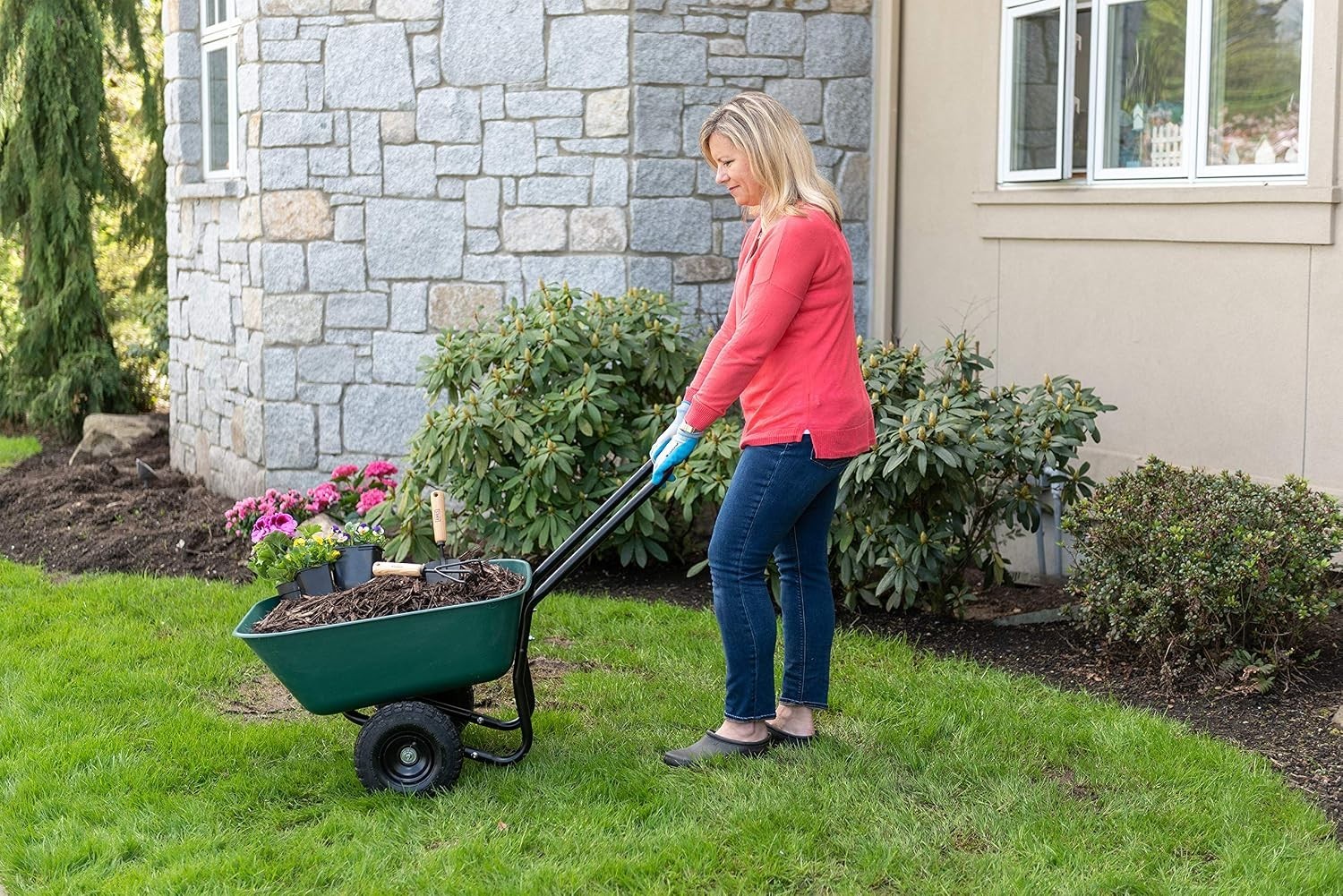 Two Wheel Garden Barrow Wheelbarrow – 300 lb Load Capacity