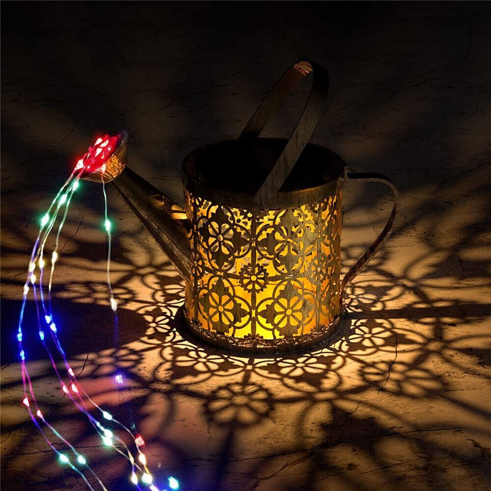 Solar Watering Can Lights Waterproof Hanging LED String Lights Outdoor Garden US