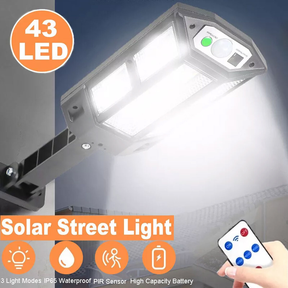 990000LM LED Solar Street Light Commercial Dusk To Dawn Outdoor Road Wall Lamp
