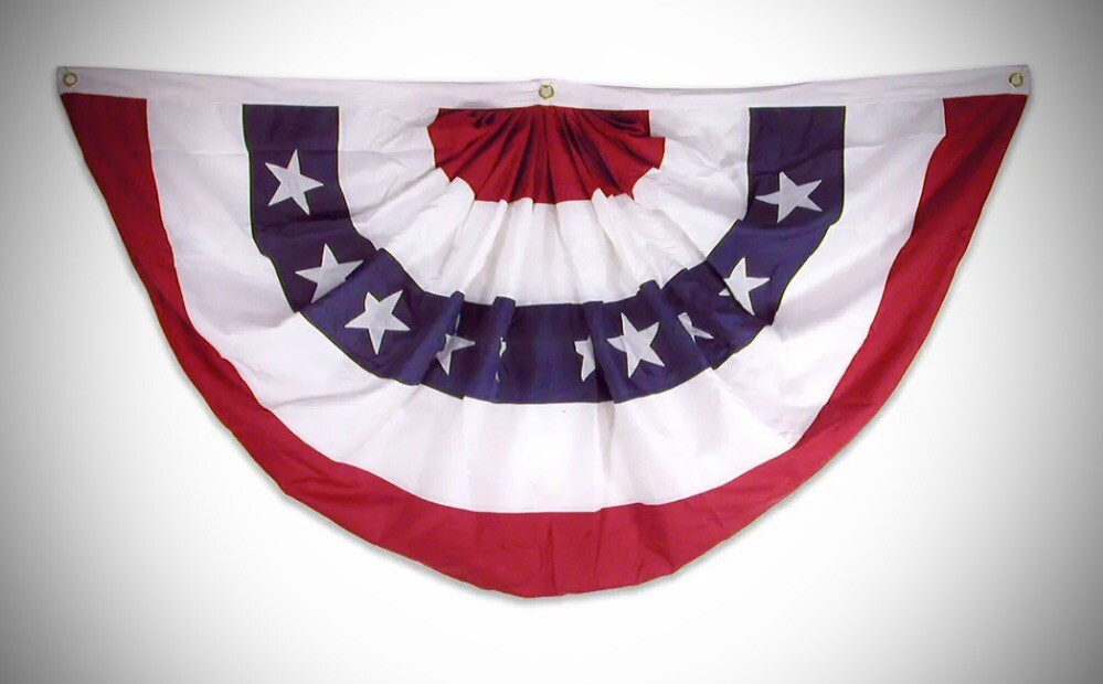 12 Super Tough 18×36 Sewn Nylon Pleated Patriotic Fan Bunting 250th! July 4th!
