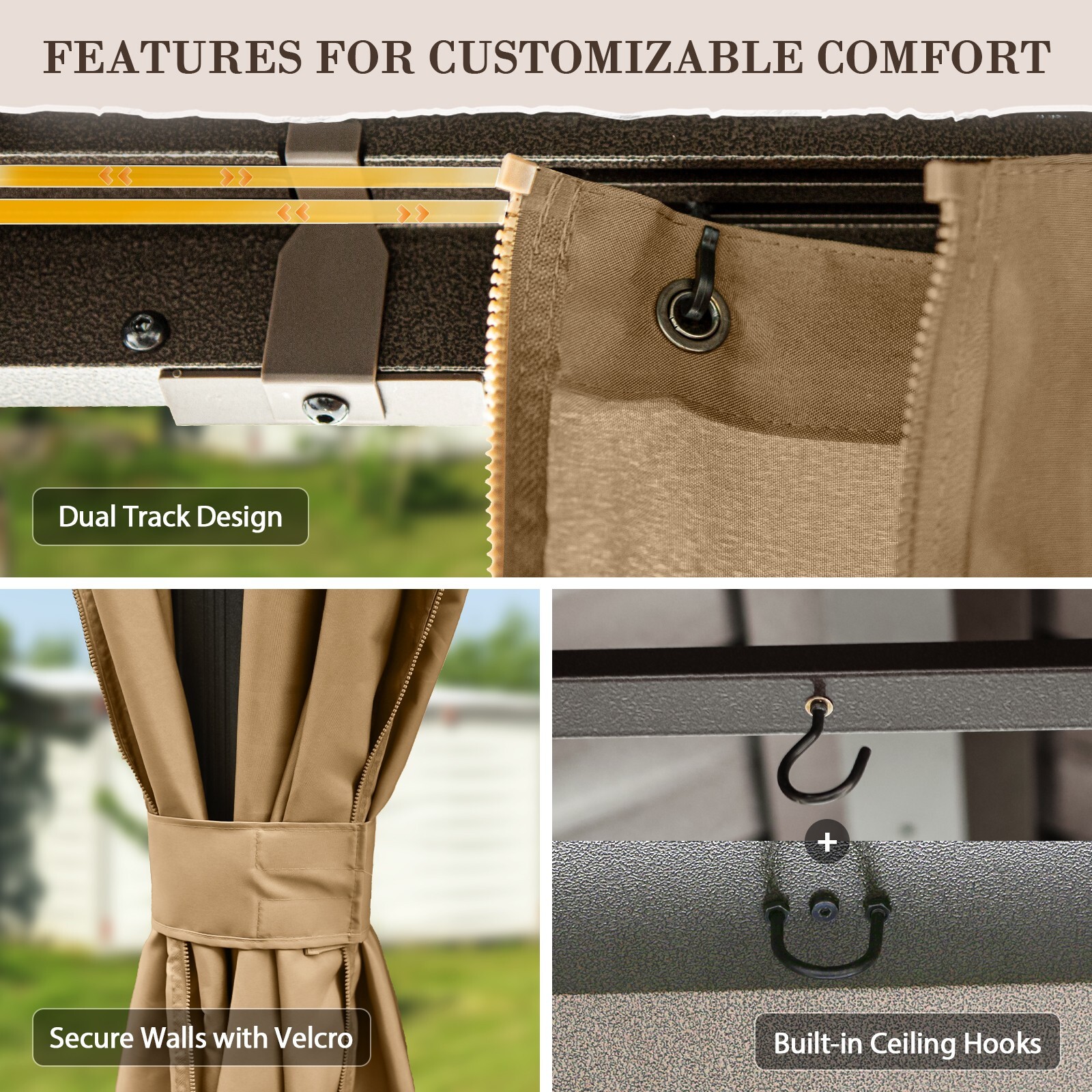 EAGLE PEAK 12×18 Hardtop Gazebo with Netting and Curtains
