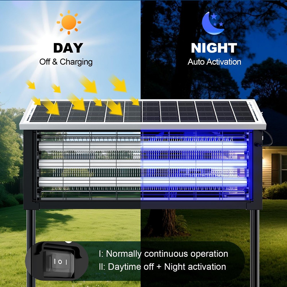 Solar Bug Zapper Outdoor Mosquito Zapper 4500V Waterproof Rechargeable Fly Zappe