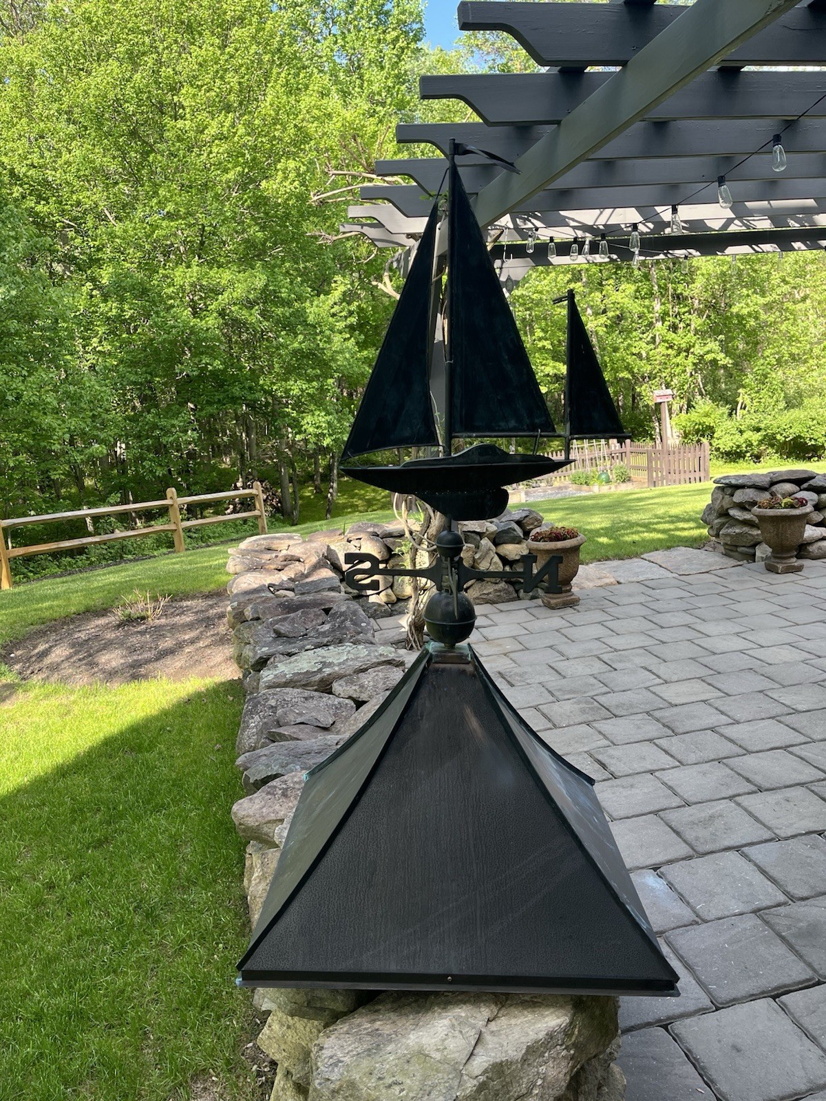 Copper Brass Sailboat Weathervane On Stand Sailboat Decor Complete Set 80”H