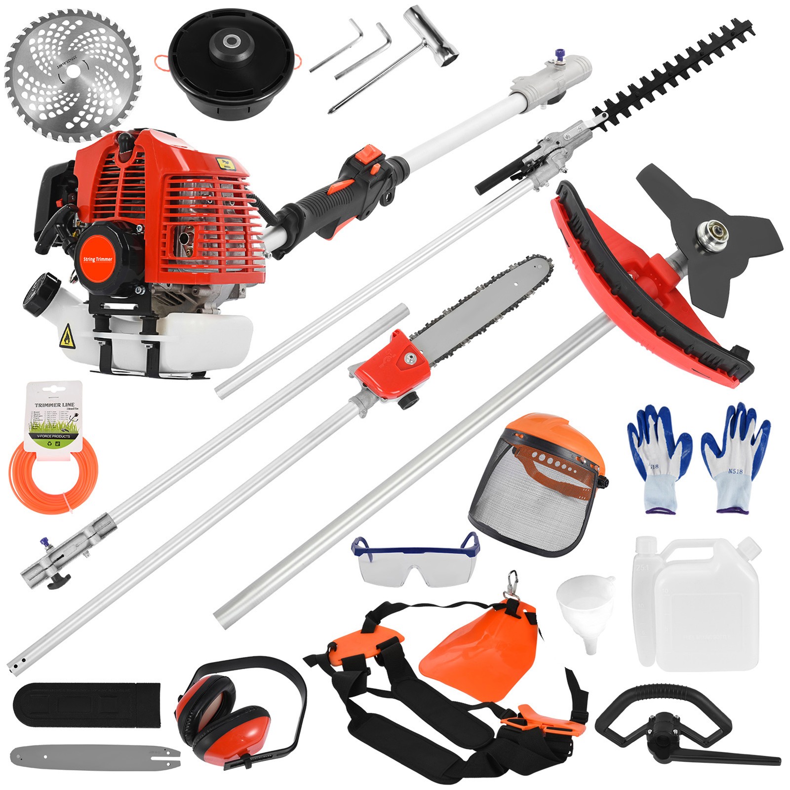 5-in-1 Multi-Functional Trimming Tools Gas Hedge Trimmer 52CC Weed Eater