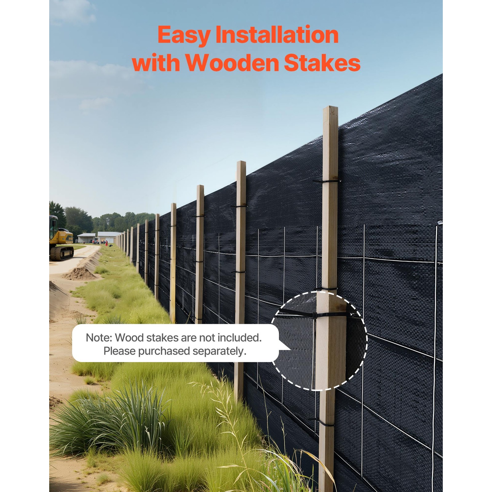 Uimoso 2 x 100 ft Silt Fence Fabric Iron Wire-Backed Roll for Erosion Control