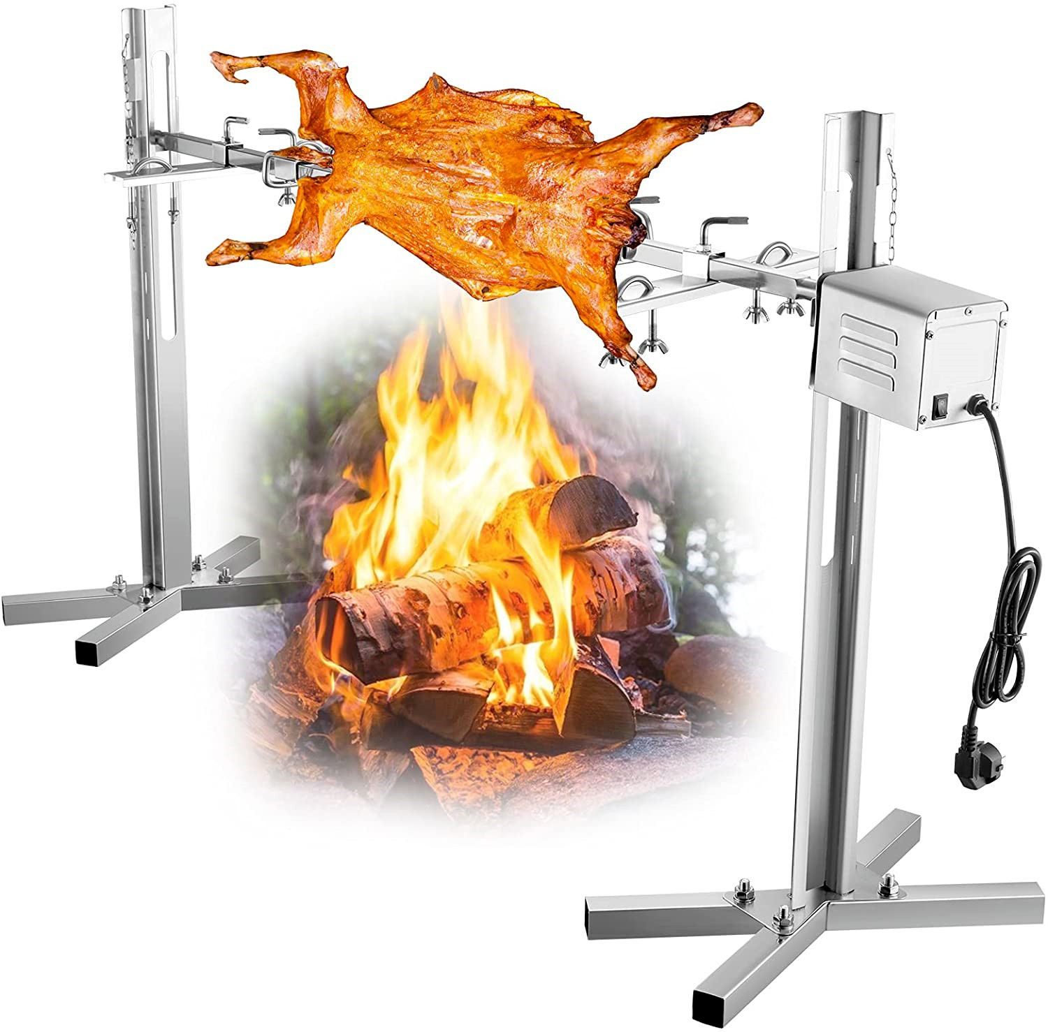 50″ Electric Rotisserie Grill Spit Kit Motor BBQ Rotisserie Grill Pig Lamb 260lb