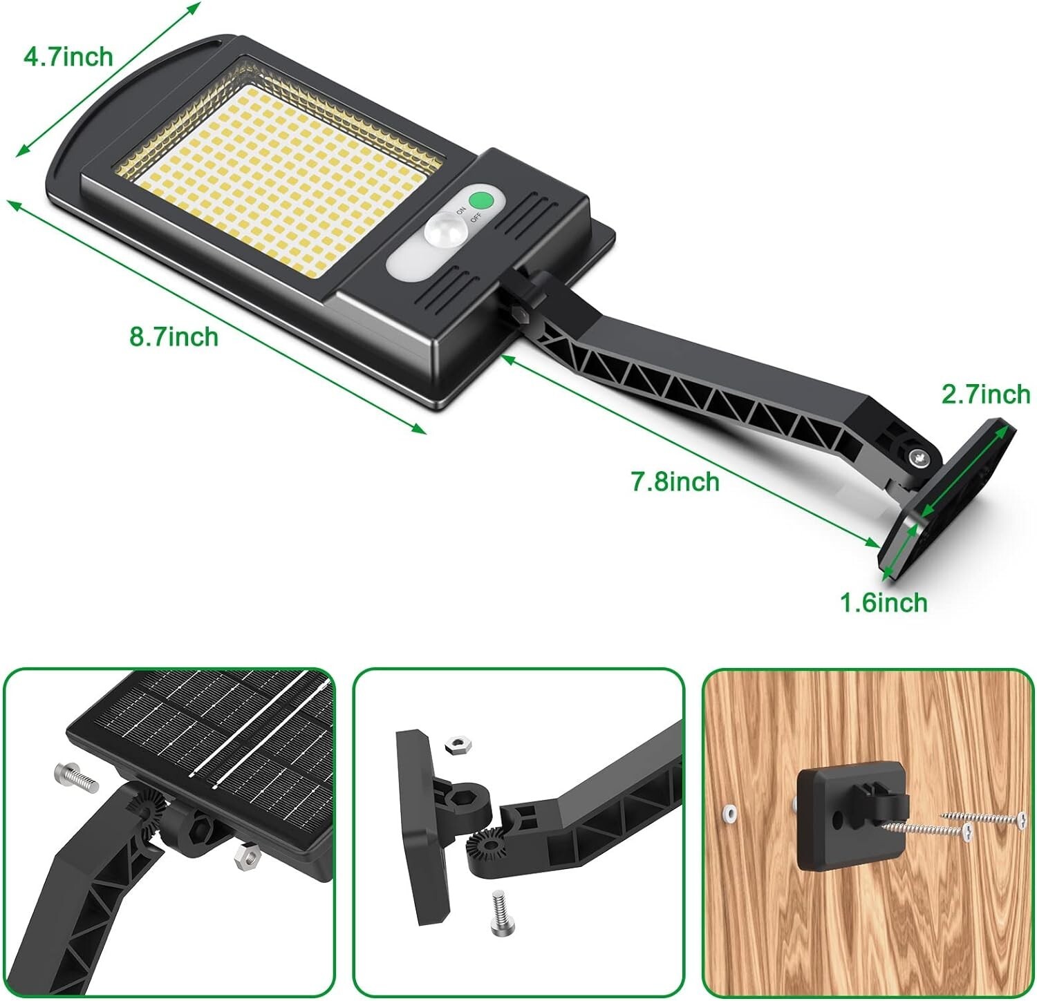Solar Lights Outdoor, 1000LM 168 LEDs Solar Powered Motion Sensor 4 Pack