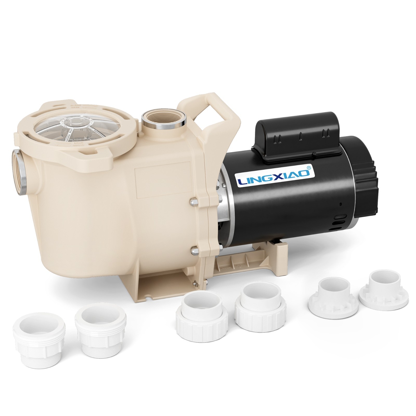 LINGXIAO 1 HP Pool Pump Inground, 6340 GPH Self Primming Pool Pump, 115V/230V