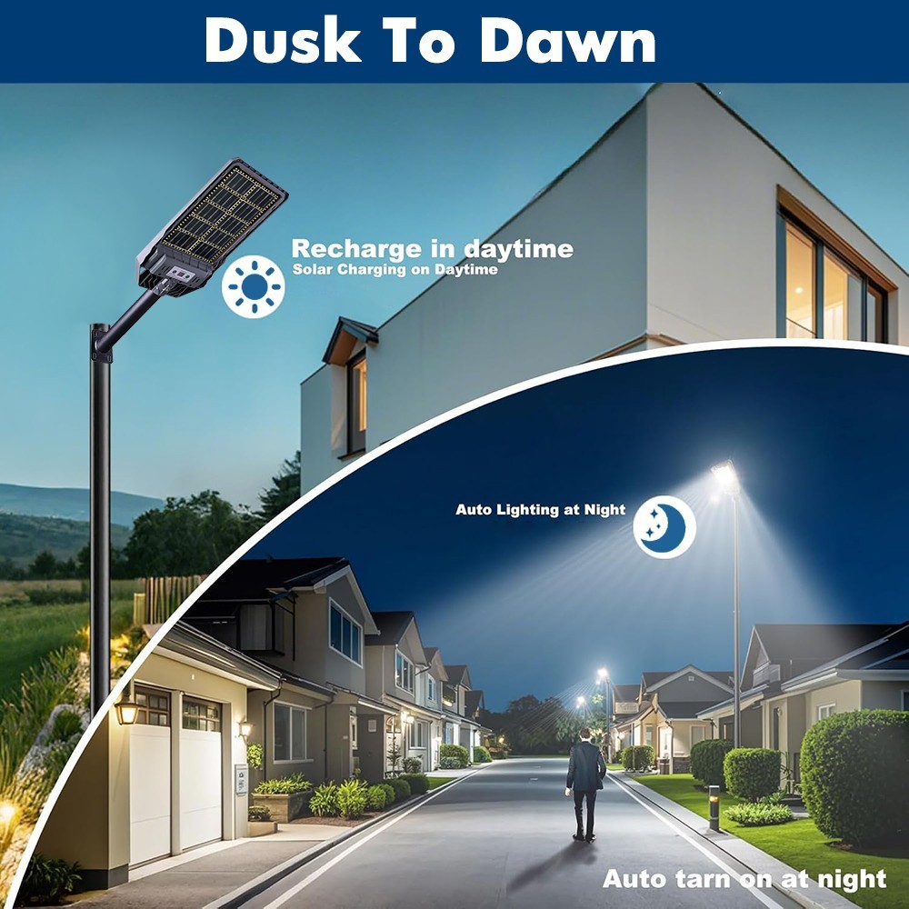 Commercial 99000000LM LED Outdoor Dusk to Dawn Solar Street Light Road Area Lamp