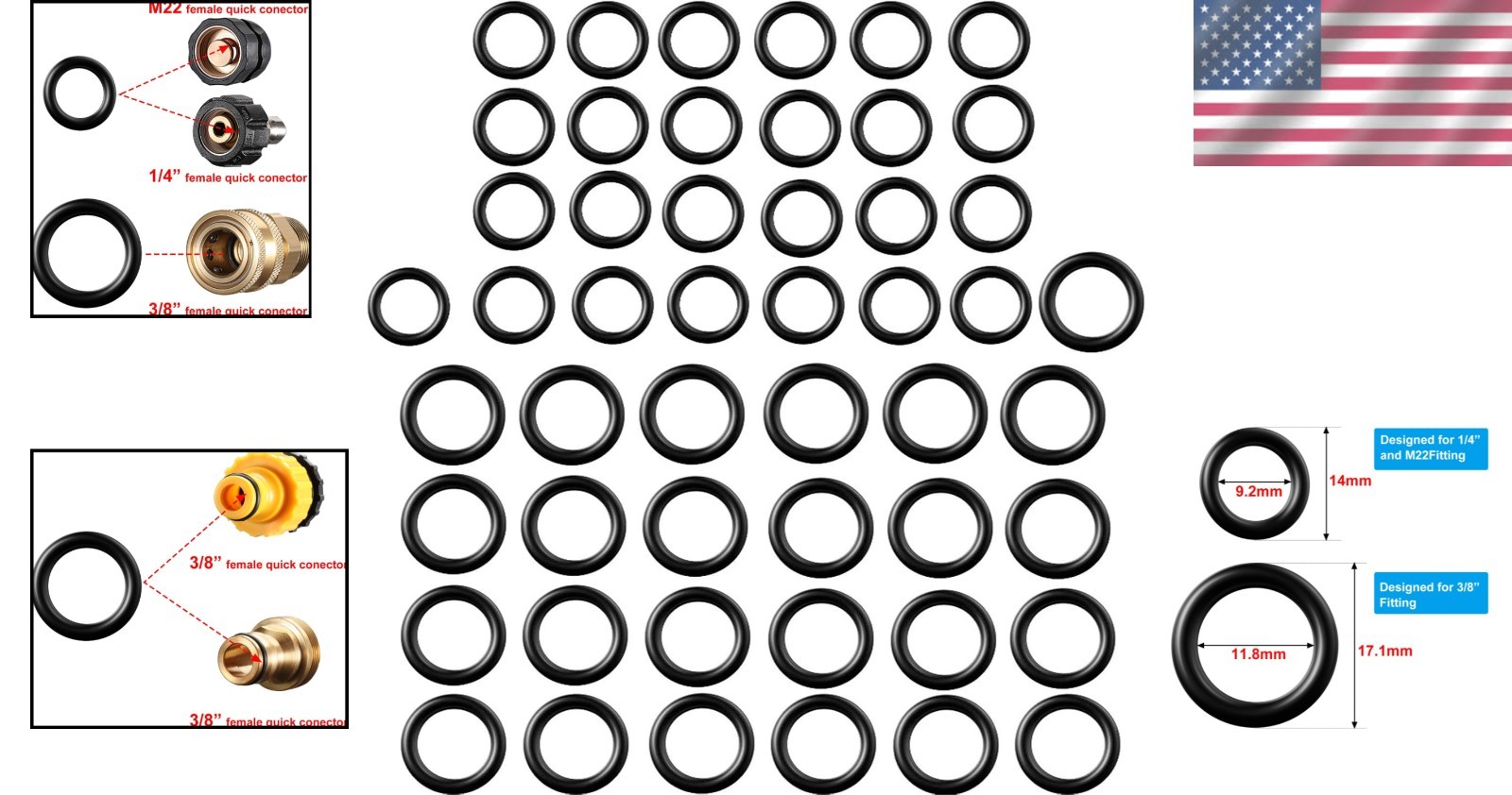 Complete O-Ring Replacement Kit (50 Pieces) for All Your Pressure Washer Needs