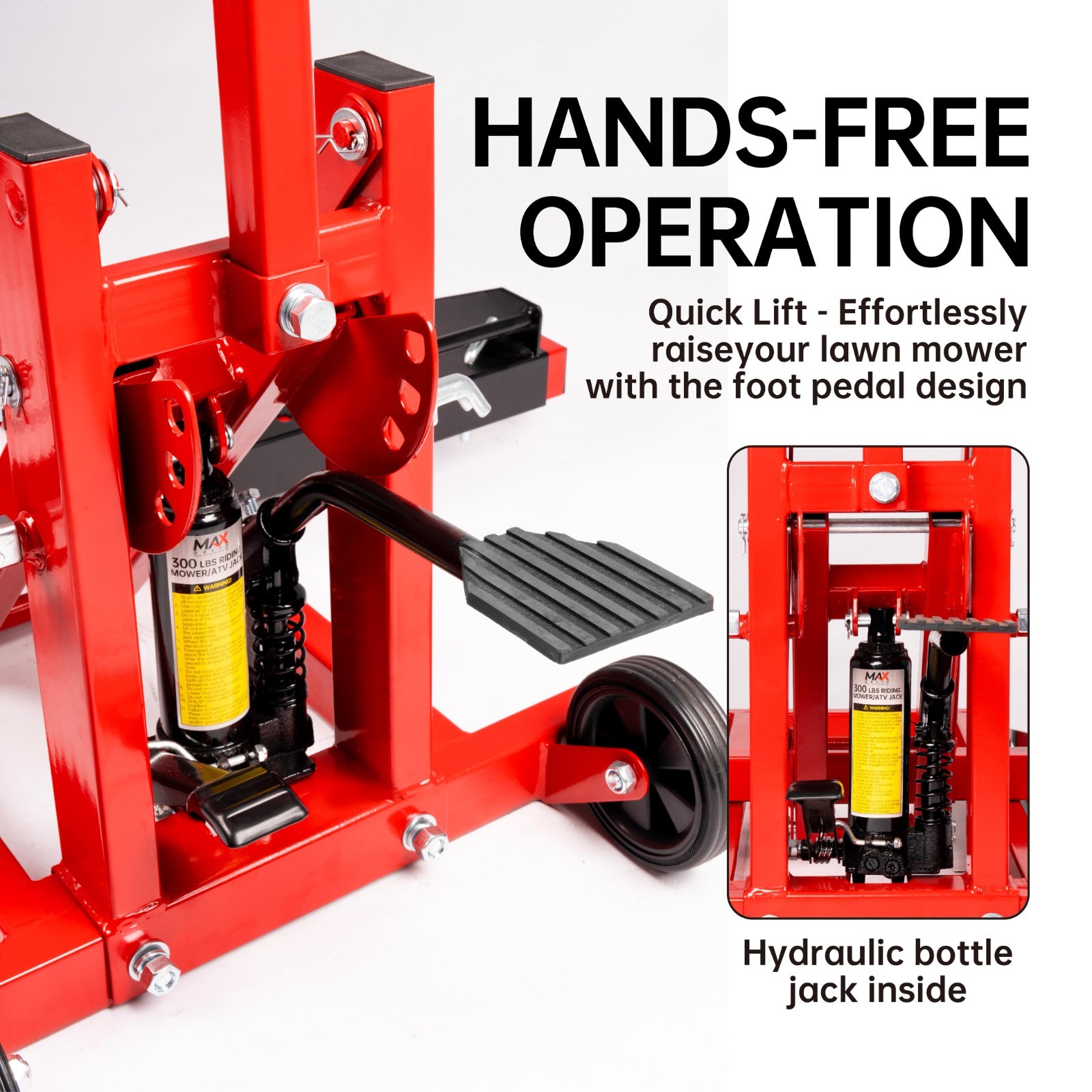 300 lbs Adjustable Zero Turn Lawn Mower, ATV Hydraulic Lift Jack