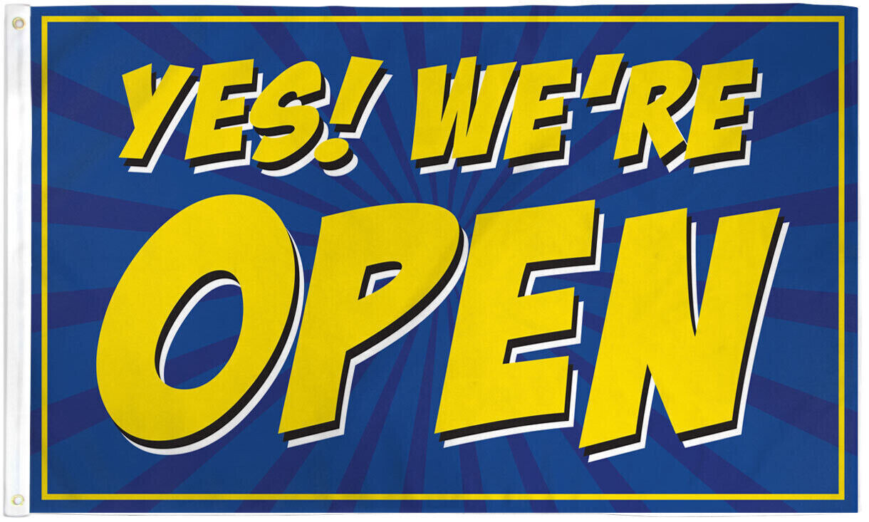 Yes We Are Open Flag 3x5ft Business Flag Advertising Sign Open Flag BLUE 100D