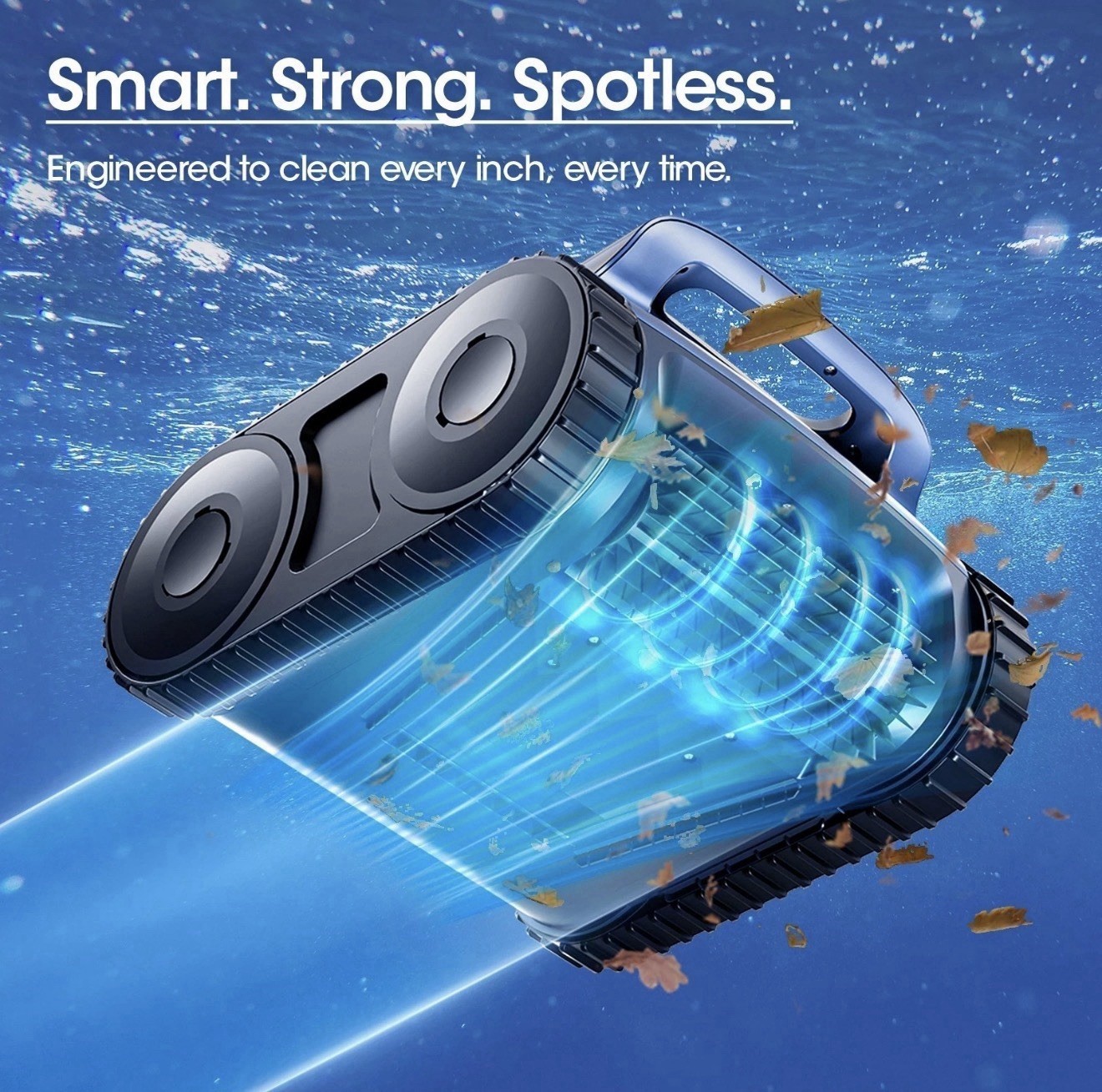 Seauto Cordless Robotic Pool Vacuum Cleaner SAT25, Track Drive Sonar Navigation