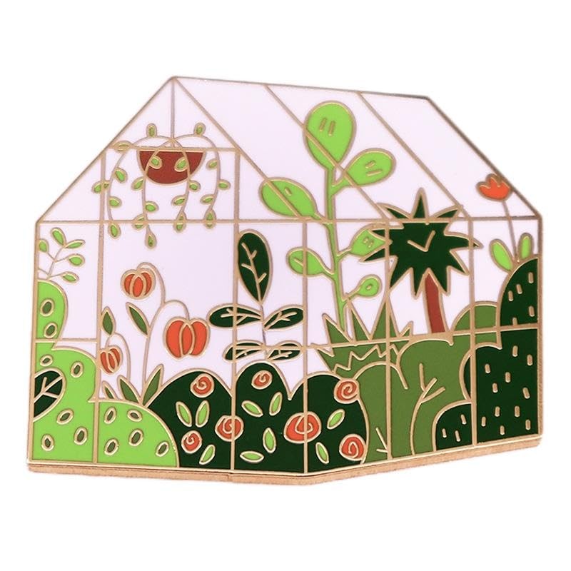 Sunshine Greenhouse Flower House Enamel Lapel Pin Garden Plant Greenhouse And…