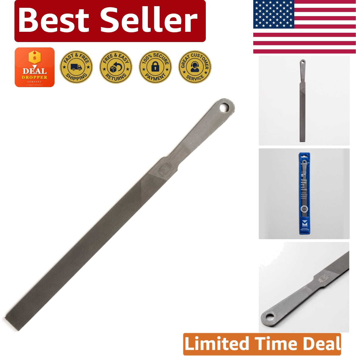 Ergonomic 8″ High Carbon Steel File for Lawn Mower & Woodworking Tool Sharpening