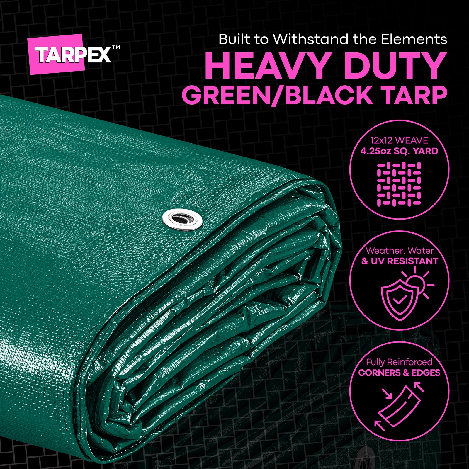 TARPEX – 10 Mil Green Black Heavy Duty Poly Tarp