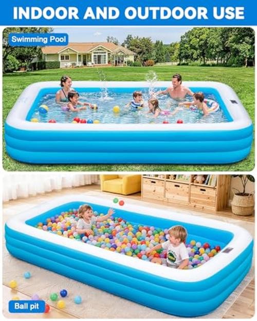 Inflatable Pool for Adults, 130″ x 72″ x 22″ Thickened Blow Up with Large