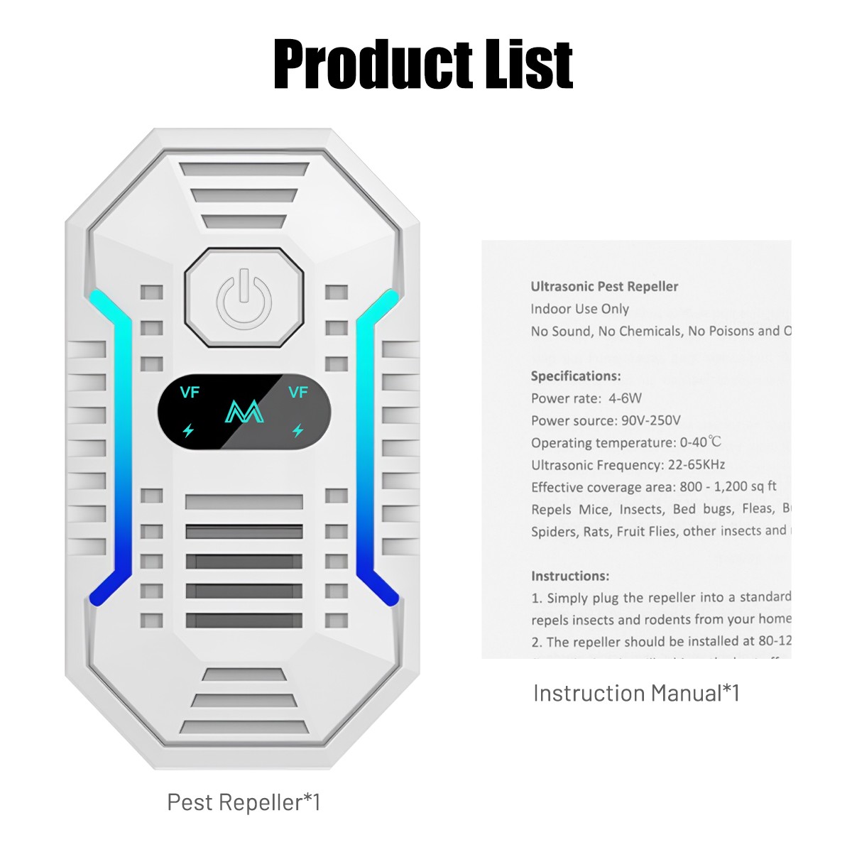 Ultrasonic Plug in Pest Repellent Control Flea Insects Mosquitoes Rats Mice Bugs
