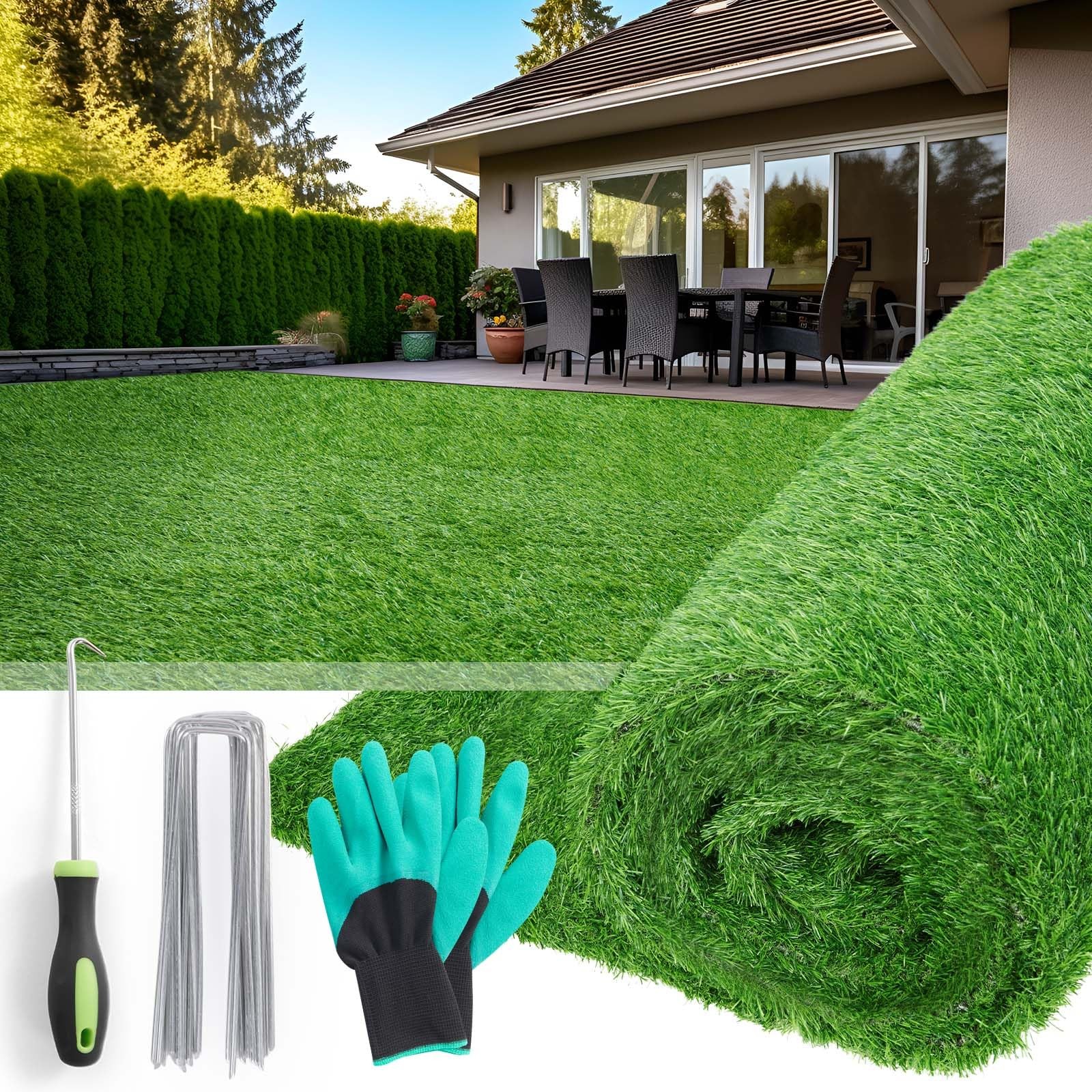 Realistic Artificial Grass Mat Customized Sizes, 6ft x10ft Synthetic Fake Gra…