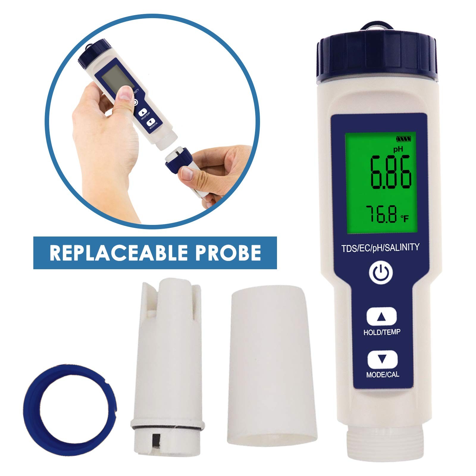 Water Quality Meter, IP67 PH Salinity TDS EC Conductivity Temperature Tester …