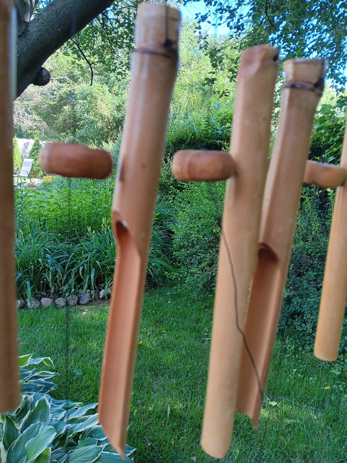 Large Vtg Walleye ? Fish Windchime Wood Bamboo Cabin Cottage Decor