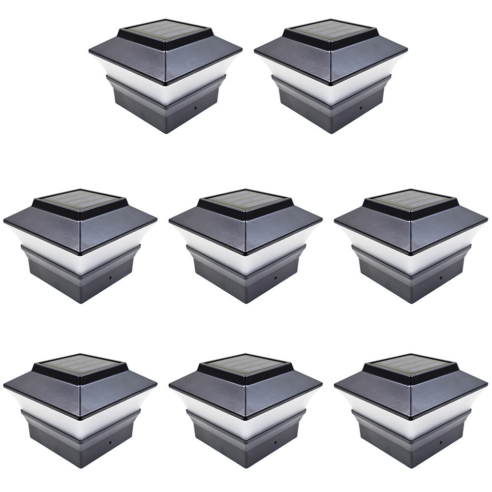 8 Black Bronze Brown White 4 x 4 Solar Post Lights Outdoor Deck Cap Fence Vinyl