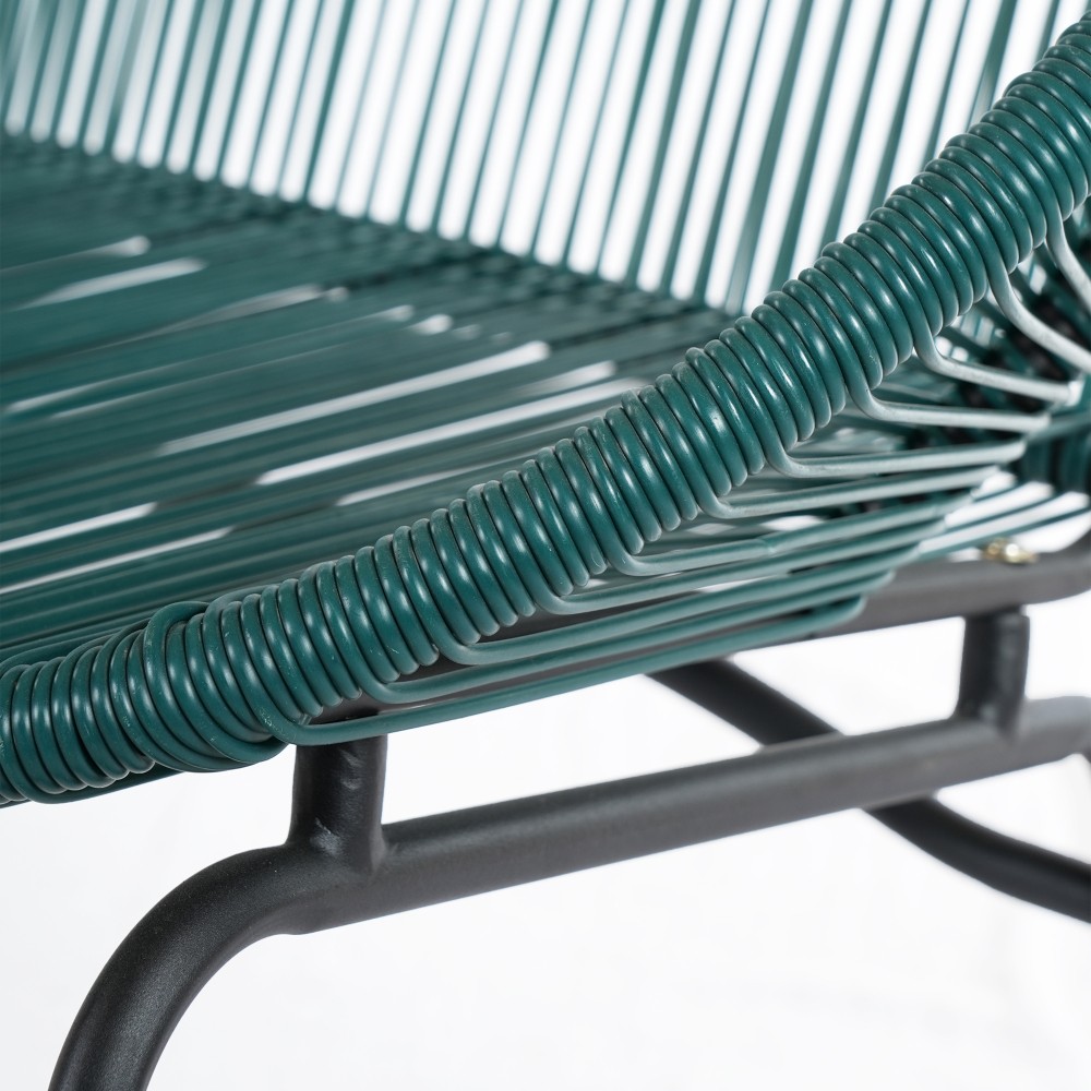 Wicker Love Seat Outdoor Patio Furniture Green Rattan Iron Frame
