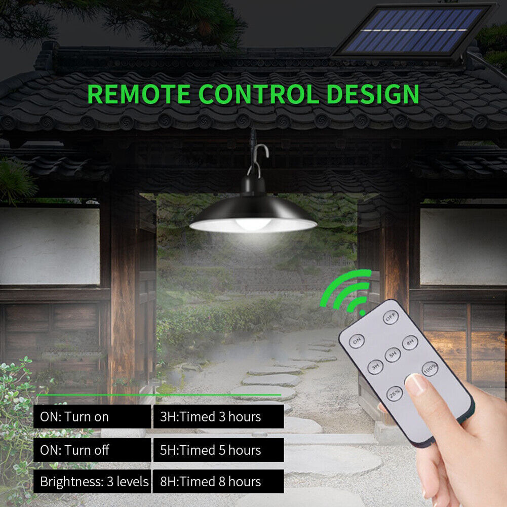 2Pack Solar Pendant Hanging Light Dimmable Outdoor Indoor Garden Yard Shed Lamp
