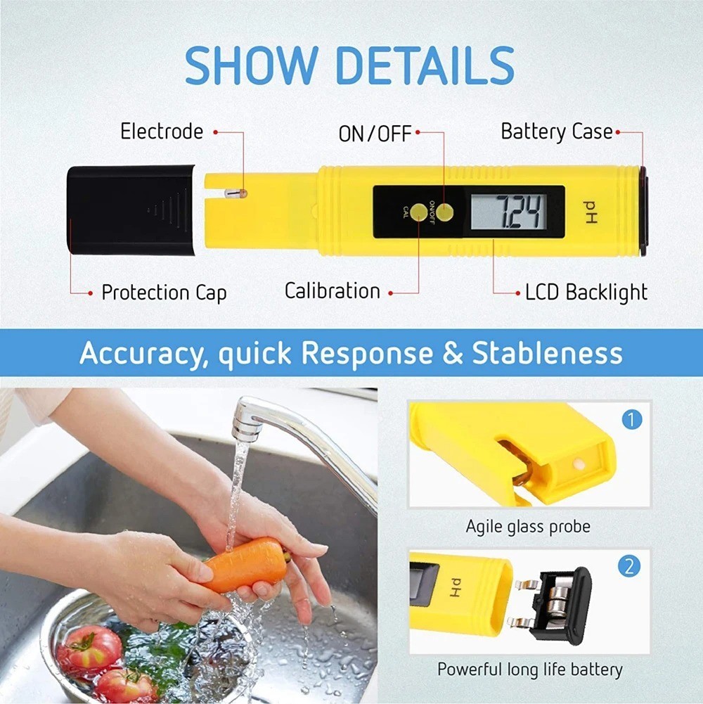 2PCS Digital pH TDS Meter Water Quality Tester 0-14 pH 9990ppm Temp LCD