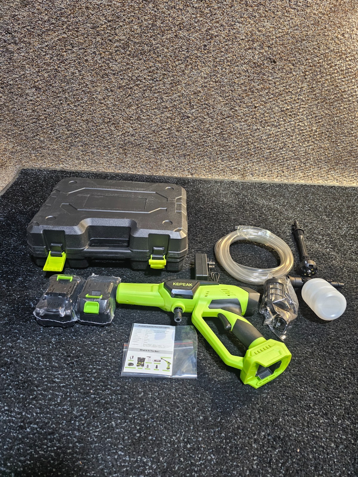 KEPEAK 1450PSI Cordless Pressure Washer Portable Power Cleaner W/6-in-1 Nozzle