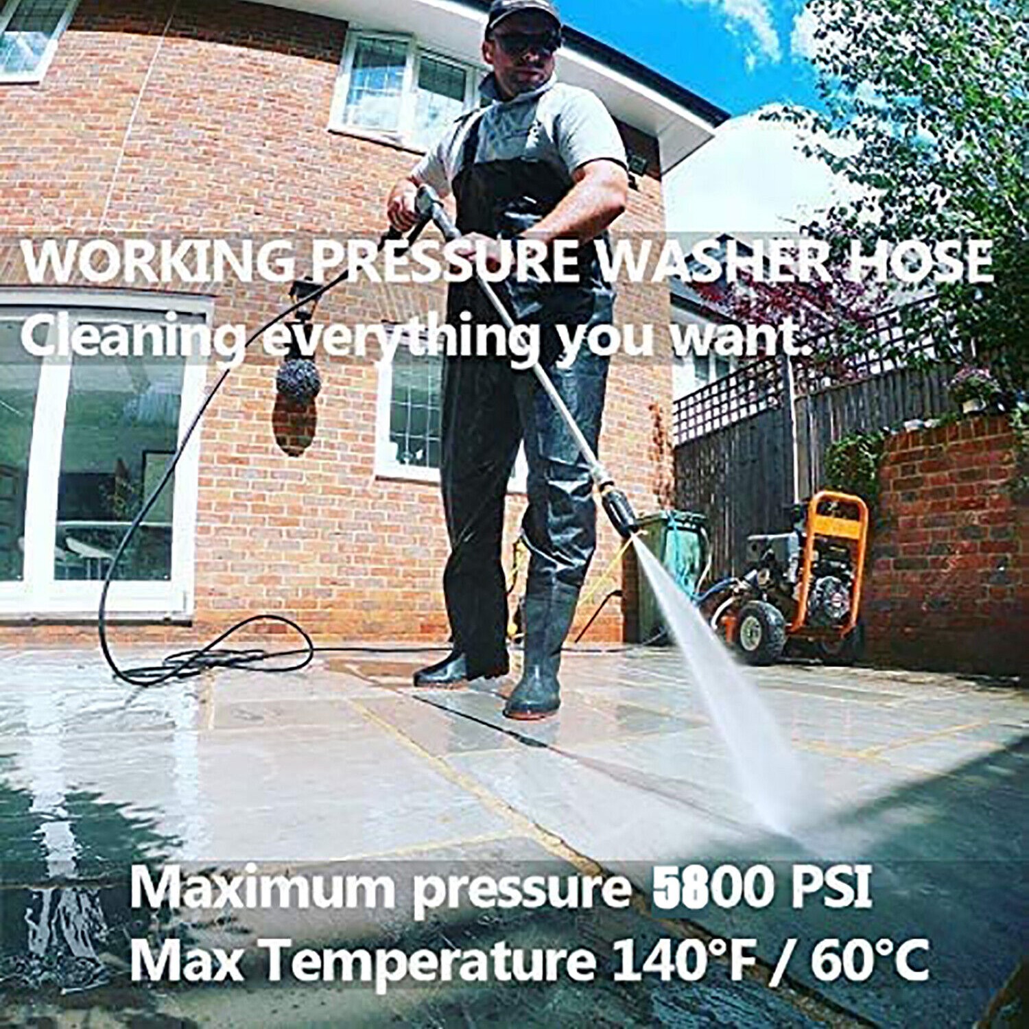4000PSI High Pressure Car Power Washer Gun Spray Wand Lance Nozzle and Hose Kit