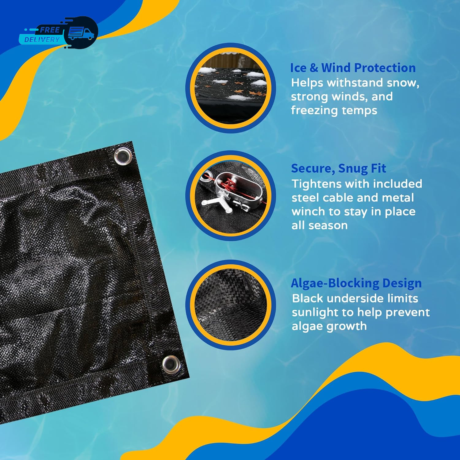 Rugged Mesh 21 Ft 8-Year above Ground Pool Cover for Winter – Fine Mesh Debris