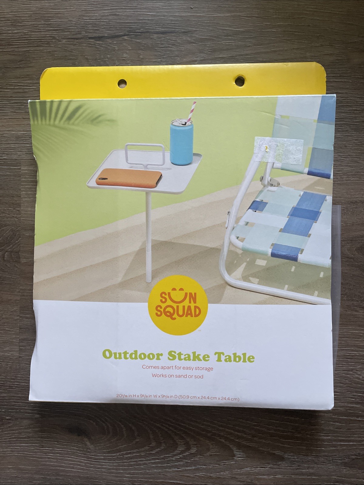 Sun Squad Outdoor Stake Table For Sand Or Sod Compact Portable Easy Storage Whit