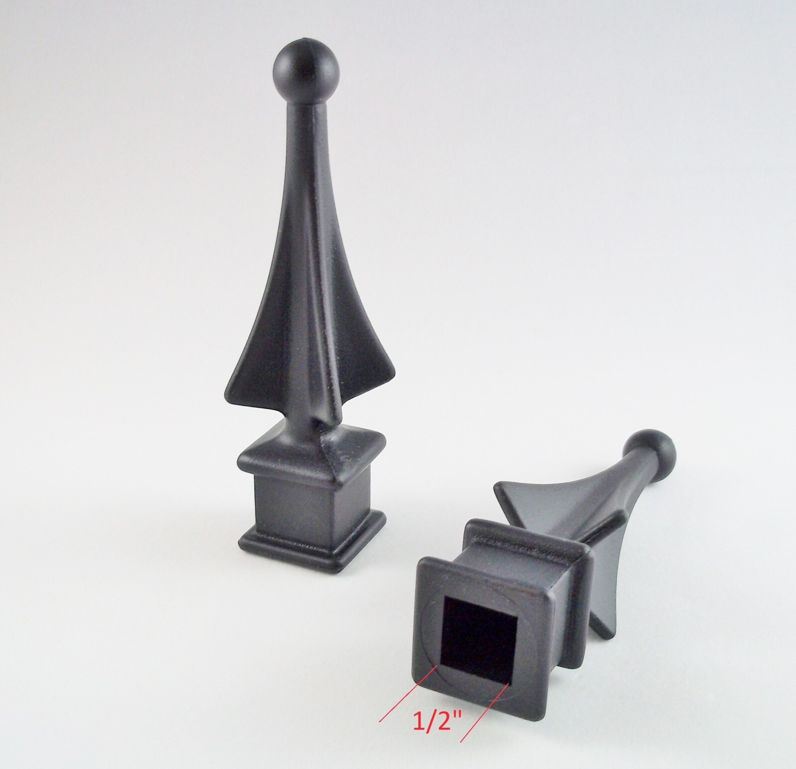 50 EACH (1/2-INCH) BLACK PLASTIC PICKET FENCE FINIAL TOPS 1-30 4-SIDED SPIRE