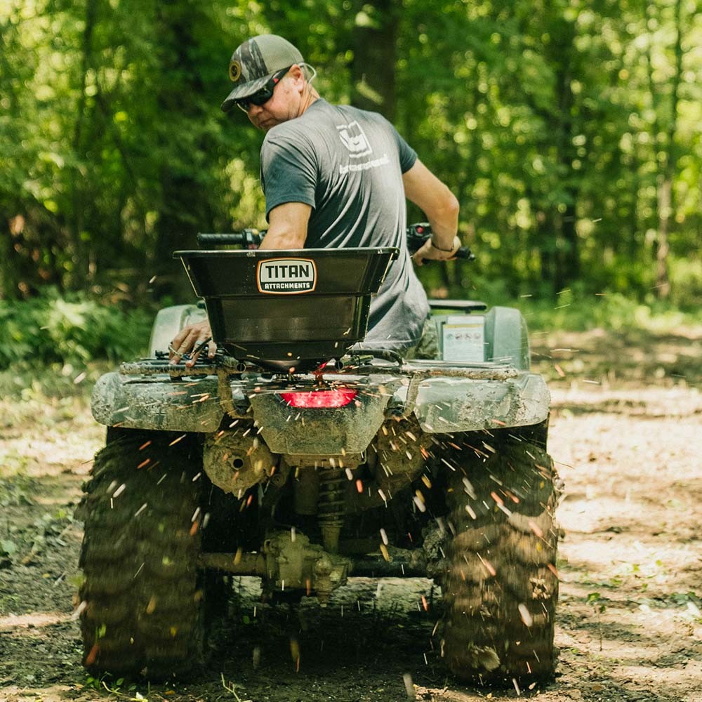 Titan Attachments 12 Volt ATV/UTV Broadcast Spreader, 80 LB Capacity, With Rain