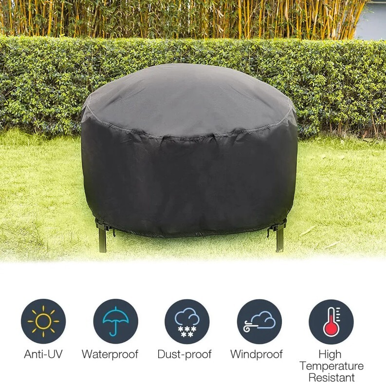 48 inch Patio Round Fire Pit Cover Waterproof BBQ Gas Grill UV Protector Outdoor