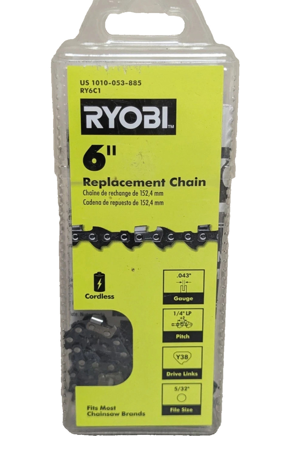 RYOBI OEM 6 in. 0.043-Gauge Replacement Full Compliment Chainsaw Chain, 38 Links