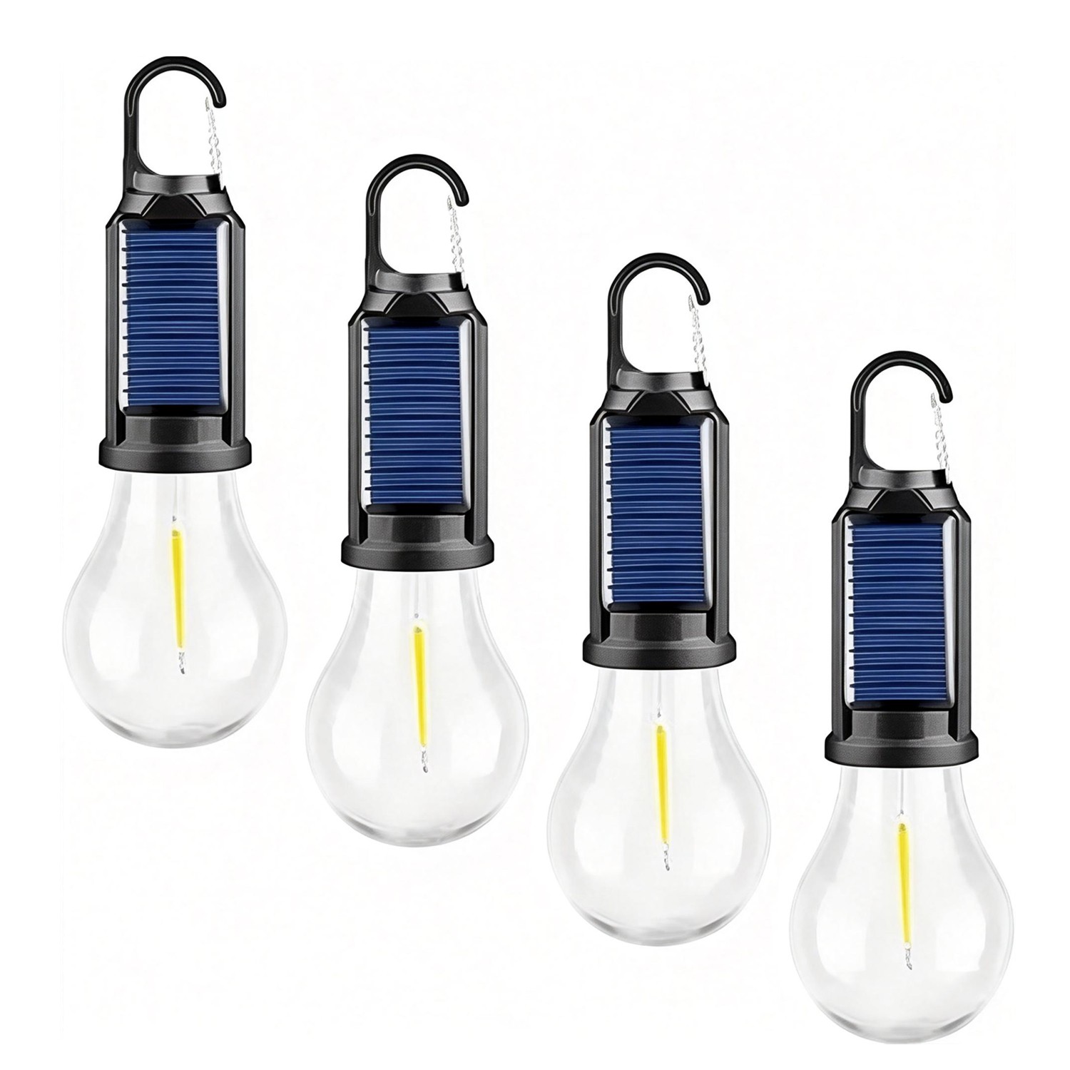 4Pcs Solar Hanging LED Light Bulb Outdoor Waterproof Tent Camping Lights Lamp US