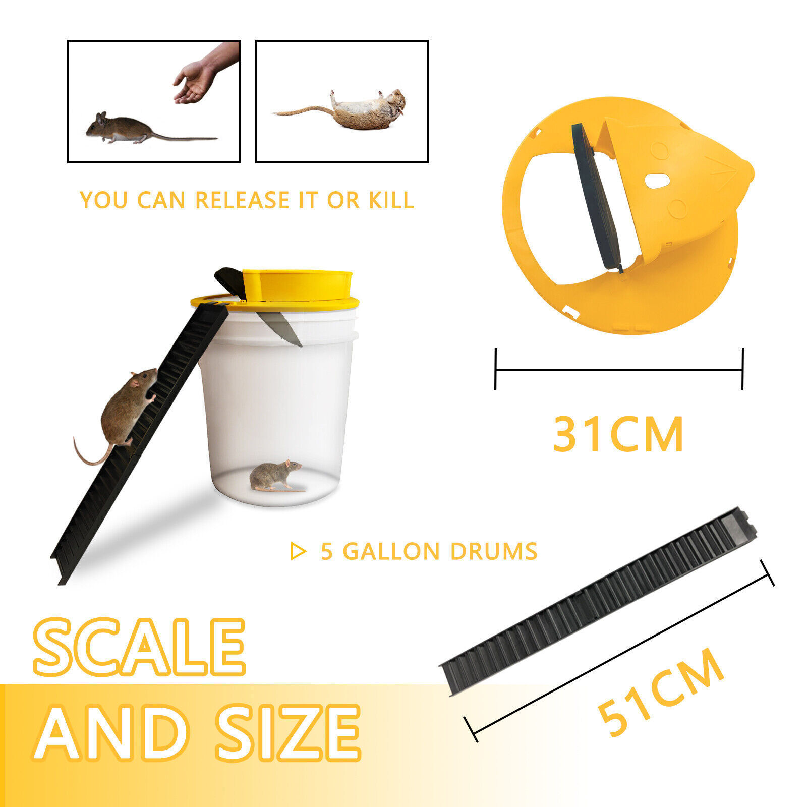 1-4 PCS Bucket Lid Mouse Rat Trap Bucket Mousetrap Catcher US