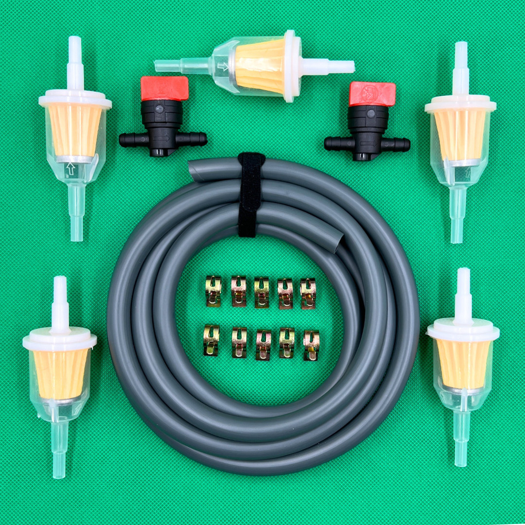 7 Feet 1/4 inch ID Fuel Line Hose Kit with 10 Clamps for Briggs Kawasaki Kohler