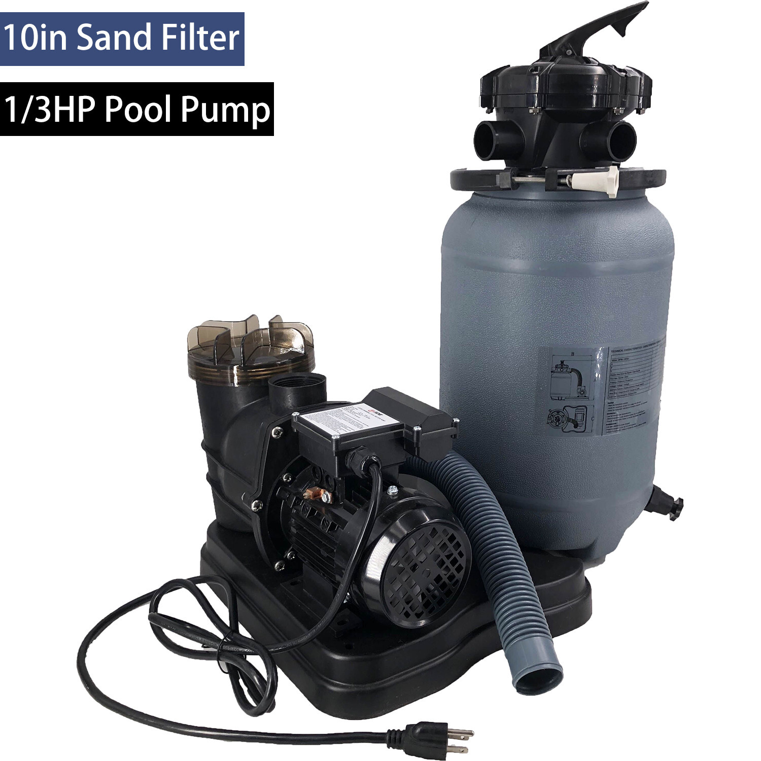 2400GPH 10″ Sand Filter Above Ground Swimming Pool Pump intex compatible